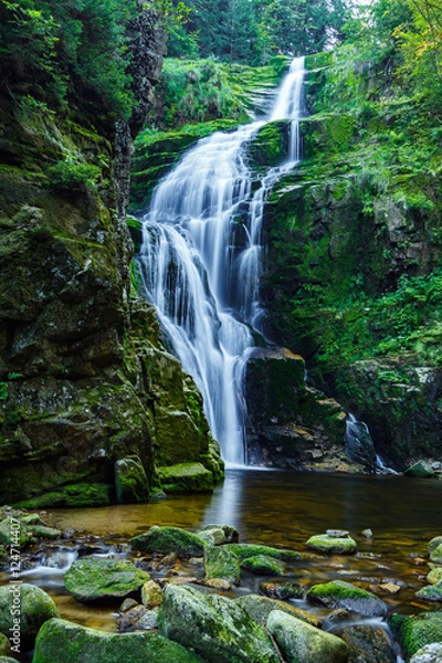 Fototapeta Kamienczyk waterfall, the highest waterfall in polish part of Karkonosze Moutain, near Szklarska Poreba.