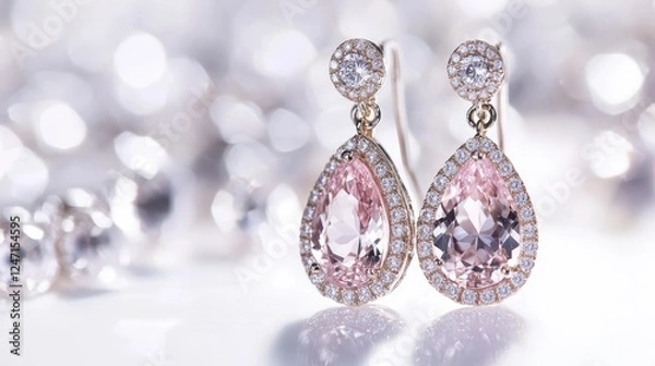 Fototapeta A single pair of elegant earrings isolated on a clean white surface, ideal for promoting jewelry gifts.