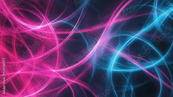 Obraz Neon Swirls: A Dynamic Abstract Background with Vibrant Pink and Blue Light