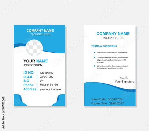 Fototapeta id card design, modern id card template, clean & unique id card, smart card, id card designs.