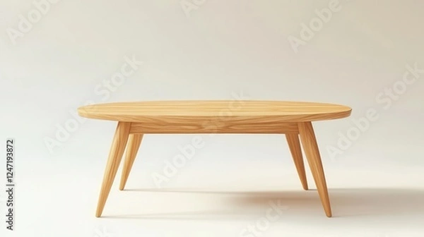 Fototapeta A single coffee table isolated on a white surface, ideal for home furniture product promotions.