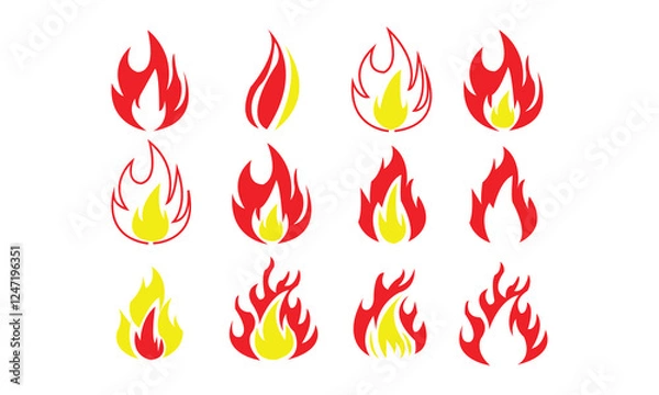 Fototapeta Fire flame logo vector illustration design template. vector fire flames sign illustration isolated. fire icon