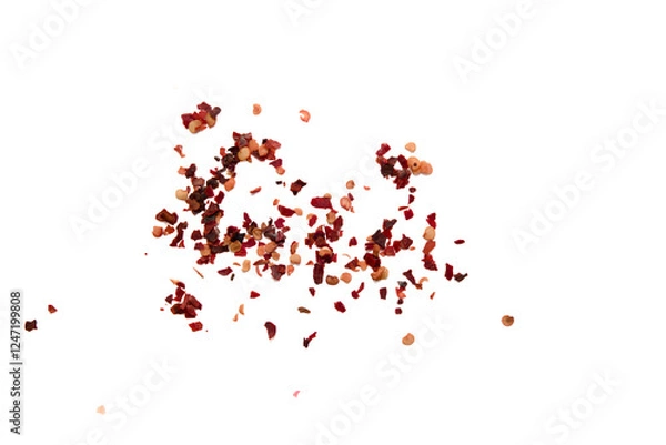 Obraz Dried chili flakes scattered on a plain background