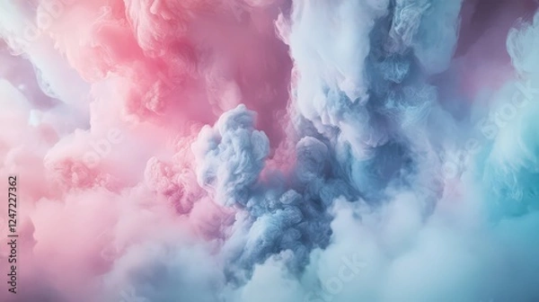 Obraz Ethereal Hues: A Mesmerizing Blend of Pink and Blue Abstract Clouds