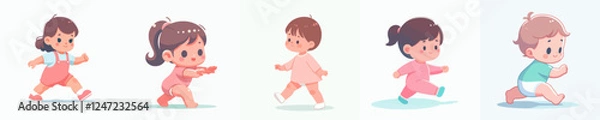 Fototapeta baby learning to walk vector set