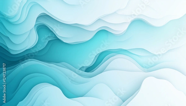 Fototapeta Abstract blue and white gradient background with blurred edges