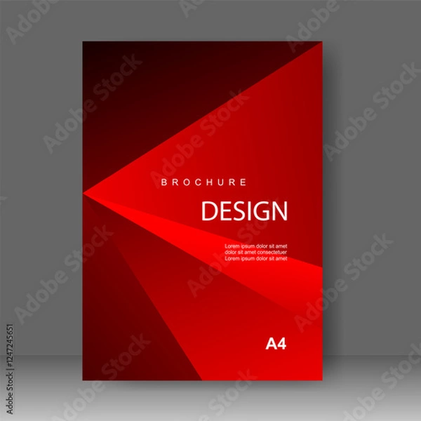 Obraz Book cover red arrow modern design. Annual report. Brochure template, catalog. Simple Flyer promotion. magazine. Vector illustration
