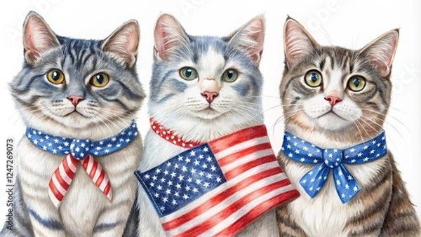 Obraz american flag cats