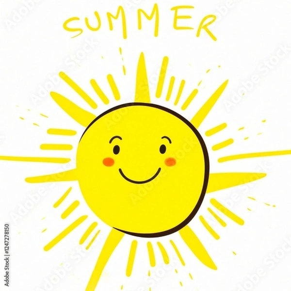 Fototapeta Un dessin de soleil joyeux