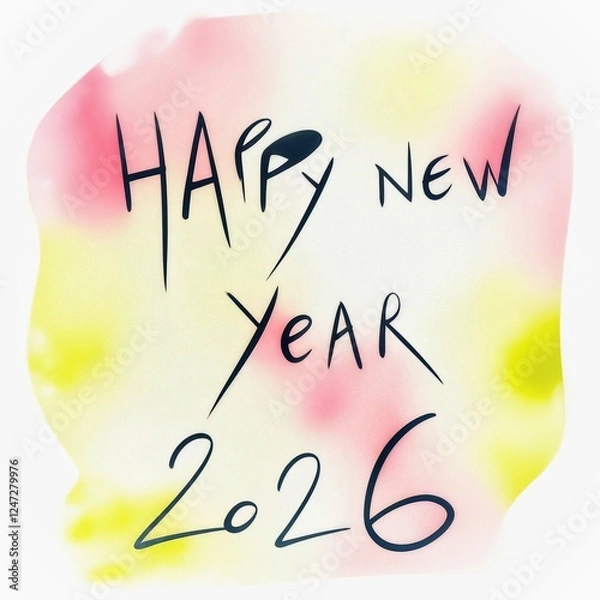 Fototapeta Carte de vœux pour la nouvelle année 2026 personnalisée avec une écriture manuscrite