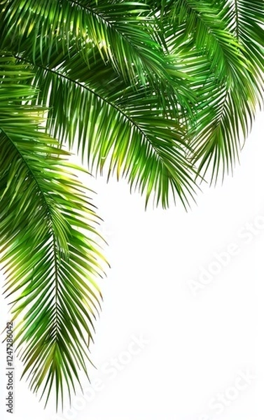 Fototapeta Lush Green Palm Leaves Creating a Tropical Peaceful Background with Transparent Effect