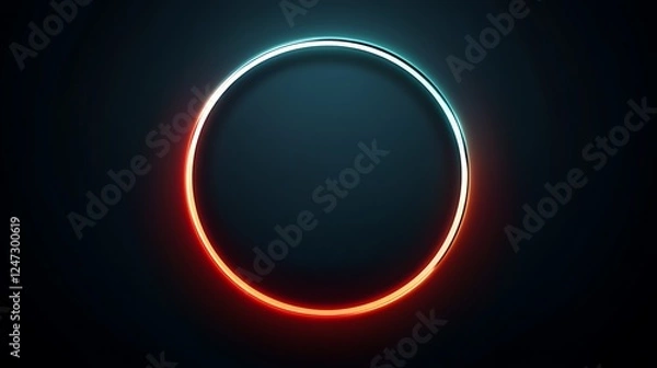 Obraz Neon circle frame, dark background, abstract design