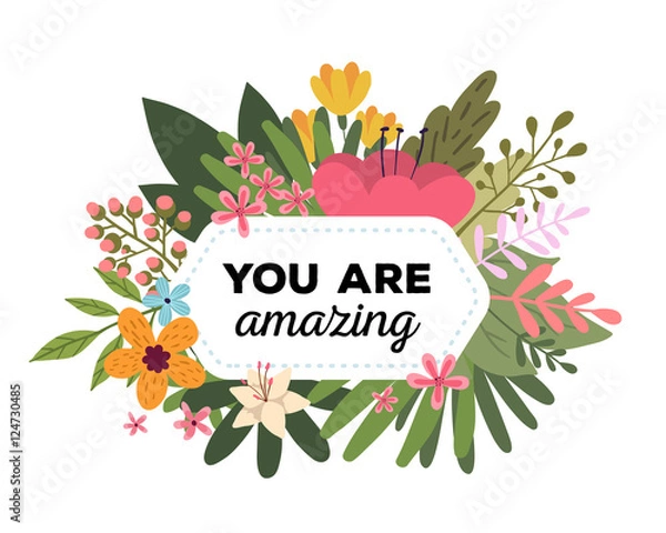 Obraz Vector illustration of floral template with beautiful flowers, l