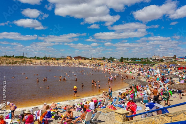 Obraz Beach on the salt lake in Sol-Iletsk, Orenburg region