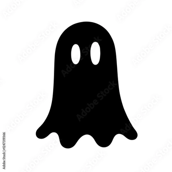 Fototapeta Minimalist black silhouette of a ghost with rounded head and hollow eyes