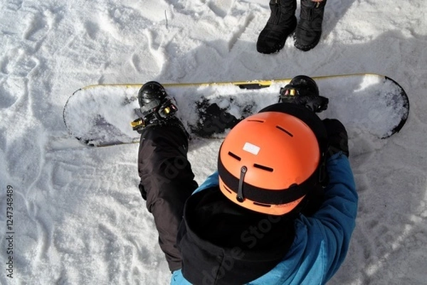 Obraz młody chłopak ze snowboard