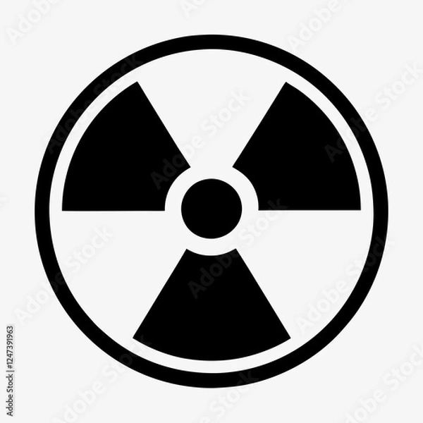 Fototapeta Ionizing radiation symbol in black and white. Simple, bold warning sign. Concept of: science, safety, nuclear energy.