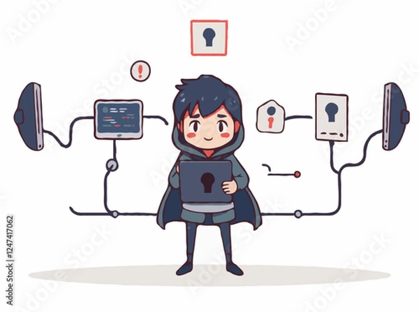 Fototapeta Cybercrime Prevention: Data Security Vector Illustration