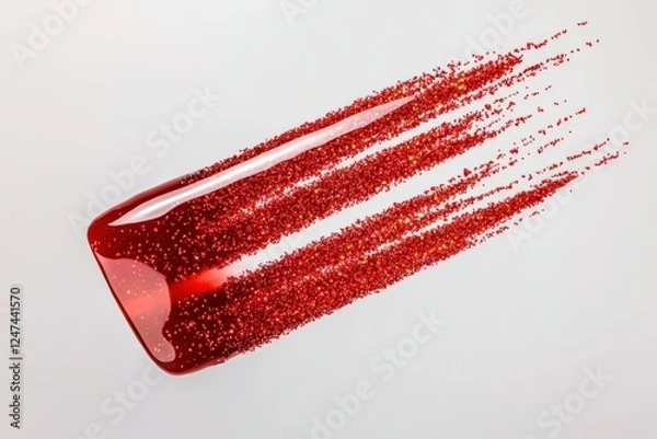 Fototapeta Red glitter nail polish stroke creating bold texture