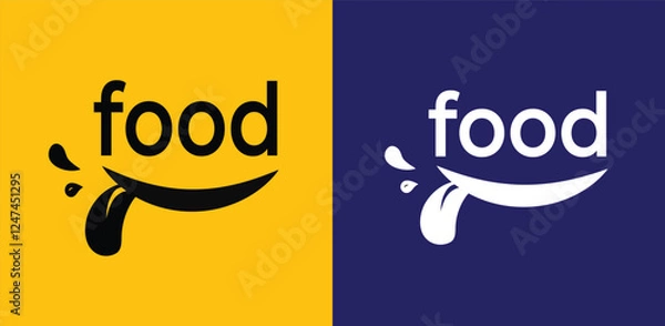 Obraz Yummy smile with tongue lick, Delicious, tasty food logo. 