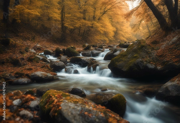 Fototapeta central stara balkan mountain located colors national old bulgaria reka park autumn river background beautiful beauty blue cascade colourful environment europa fall flow flowing forest fresh grass