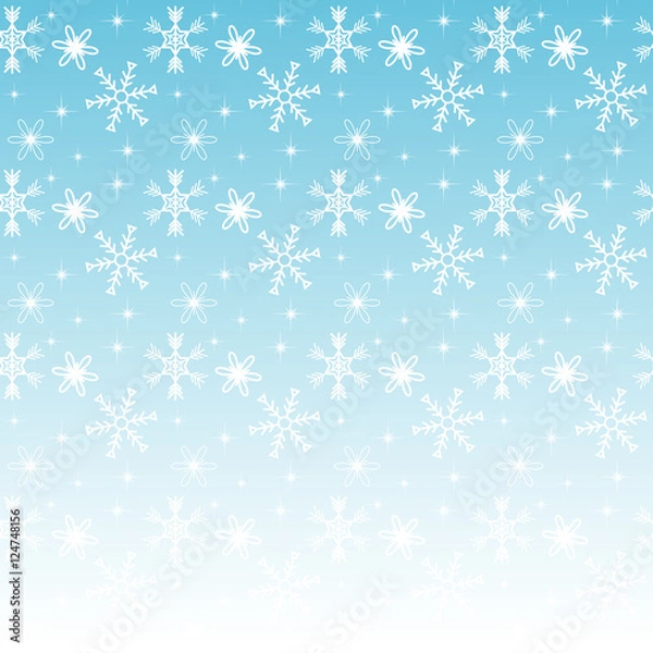 Obraz Seamless winter background pattern with snowflakes; Editable bac