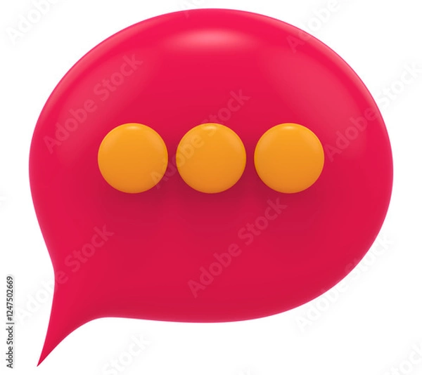 Fototapeta 3d chat balloon talking social media notification isolated transparent background 3D rendering