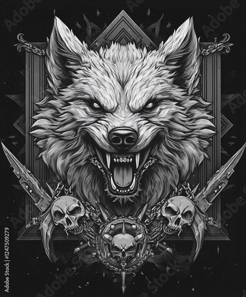 Fototapeta wolf head vector illustration