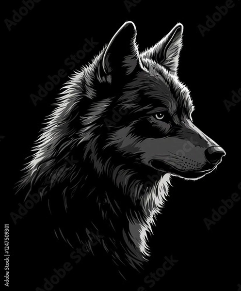 Fototapeta wolf head portrait