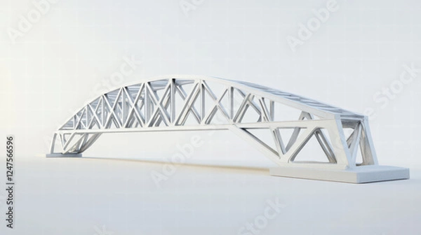 Obraz Detailed 3D render of bridge structure showcasing modern design and engineering. bridge features sleek, white framework with triangular supports, emphasizing strength and elegance