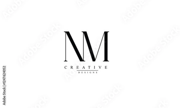 Fototapeta Alphabet letters Initials Monogram logo NM MN N M