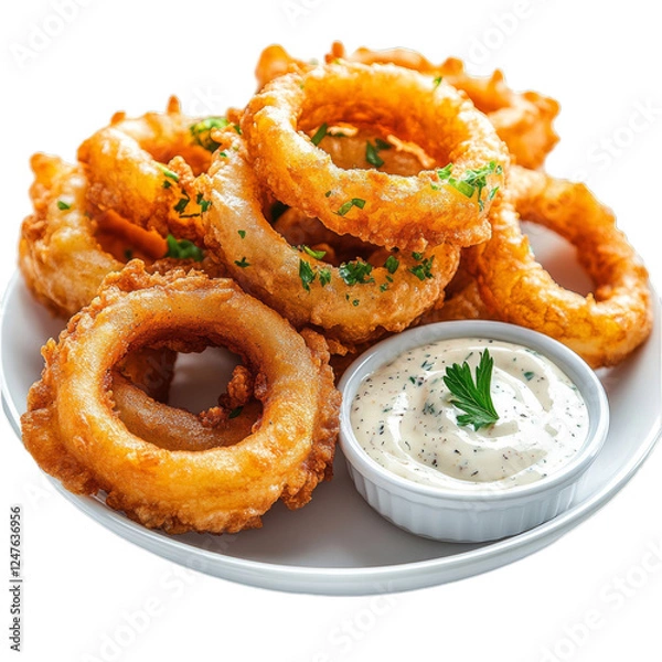 Obraz Crispy Onion Rings with Creamy Dip