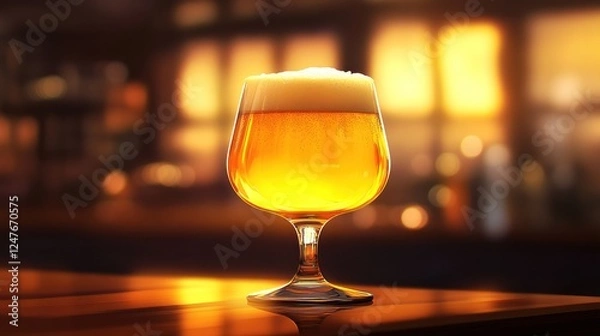 Obraz Golden Hour Beer: A Pint of Relaxation at the Pub