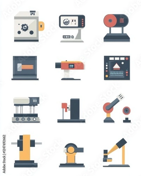 Fototapeta A custom icon set for industrial design and manufacturing