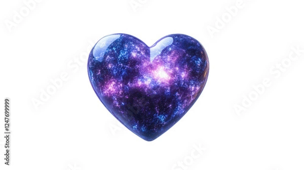 Fototapeta vibrant cosmic heart with galaxy pattern, glowing with purple and blue hues, symbolizes love and universe mysteries