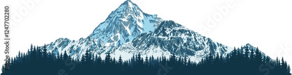 Fototapeta vector illustration Pakistan mountains with forest