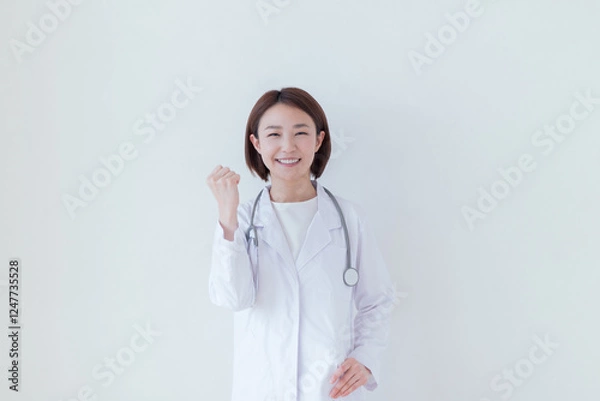 Fototapeta 白衣を着た女性のポートレート