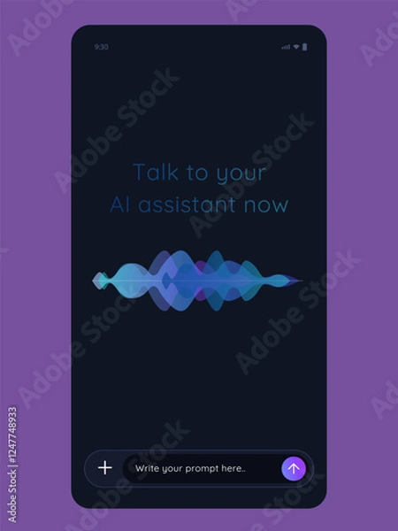 Obraz AI voice assistant mobile application user interface design smartphone app chat with LLM sound recording recognition