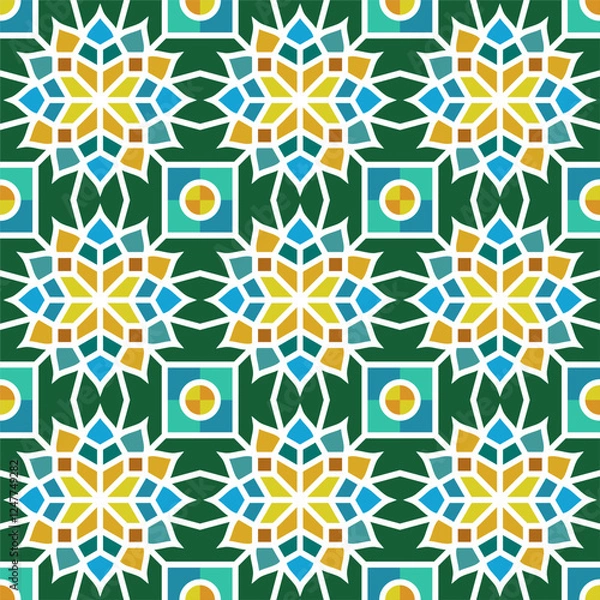 Obraz Elegant Islamic geometric pattern, ideal for web backgrounds and festive decorations.