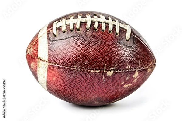 Fototapeta Classic brown leather American football isolated on a clean white background, perfect for sports themes