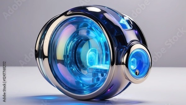 Fototapeta 1. **Digital Security Concept: Transparent Padlock with Glowing Background**