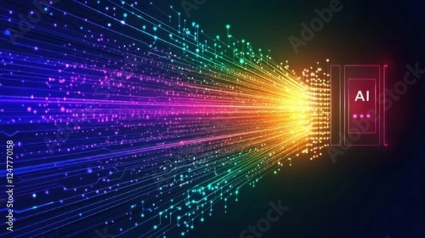 Fototapeta Ai Data Stream Colorful Technology Abstract Background