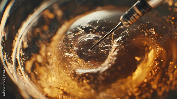Obraz A syringe is inserted into a glass of liquid