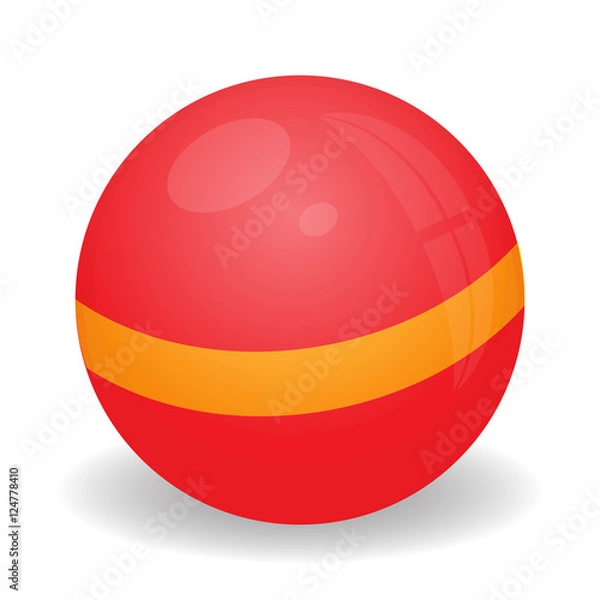 Obraz Image of Child ball of red color with a yellow stripe in the middle