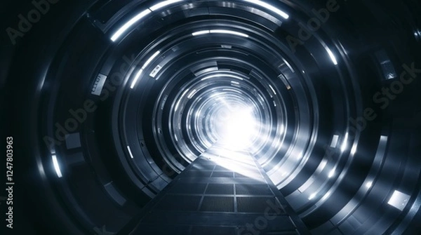 Obraz A futuristic corridor tunnel circular