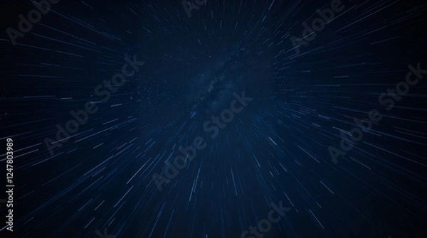 Obraz neon-lit starfield in rich deep teal. Glowing comets, asteroid belts