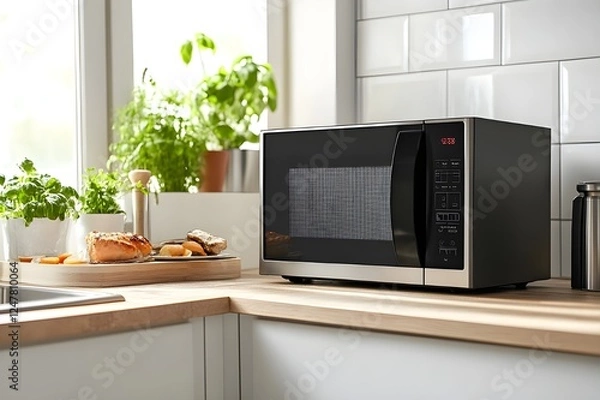 Fototapeta Microwave oven, multi-function with smart technology that makes your life in the kitchen easier