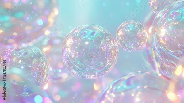Fototapeta Multicolored Ethereal Swirling Orbs with Luminous Glows â€“ Ultra-Detailed Cinematic Image
