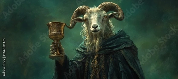 Fototapeta King Baphomet. Hell cult sect satanism. Generative AI technology.	
