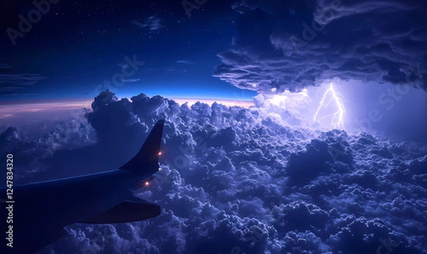 Fototapeta Airplane Storm View, Navigating Through Swirling Clouds for an Intense and Dramatic Aerial Experience
